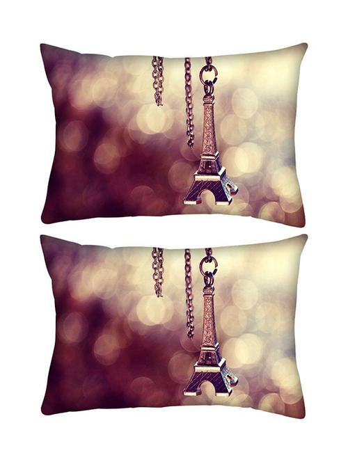 snoogg pack of two cute eiffel tower rectangle toss throw pillow cushion cover decoarative pillow case 14 x 07" - 13573584 - Very Small Image - 1