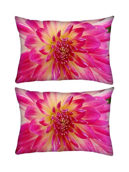 snoogg pack of two dahlia flower rectangle toss throw pillow cushion cover decoarative pillow case 14 x 07" - 13573591 - Very Small Image - 1