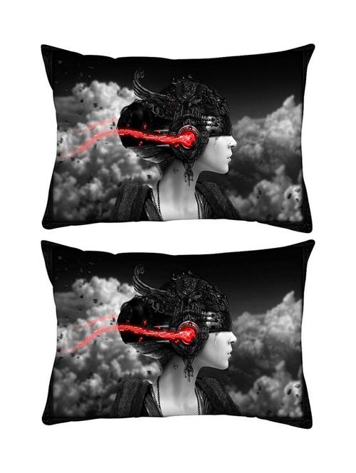 snoogg pack of two dark women rectangle toss throw pillow cushion cover decoarative pillow case 14 x 07" - 13573598 - Very Small Image - 1