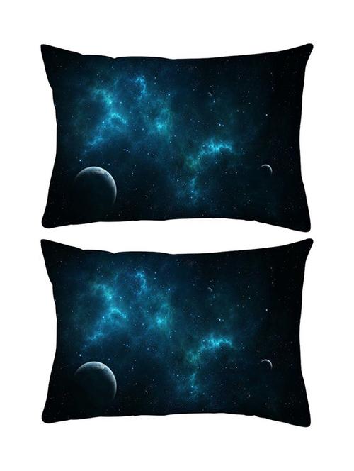 snoogg pack of two deep blue space rectangle toss throw pillow cushion cover decoarative pillow case 14 x 07" - 13573605 - Very Small Image - 1