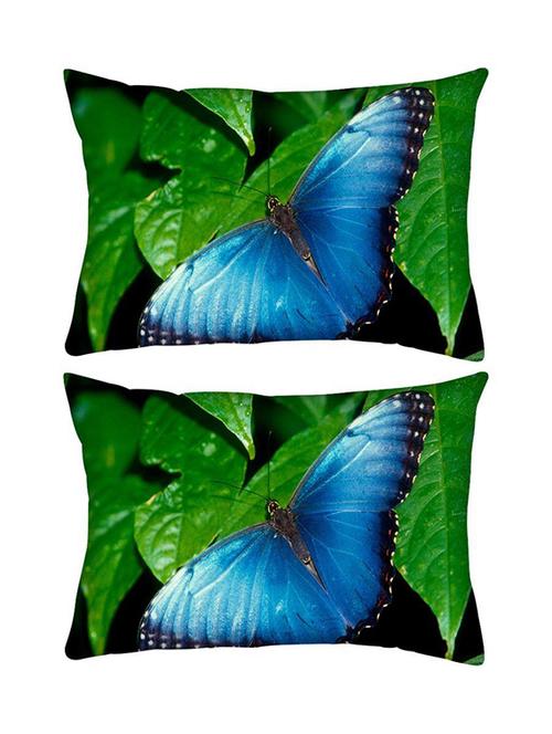 snoogg pack of two butterflies wallpaper rectangle toss throw pillow cushion cover decoarative pillow case 14 x 07" - 13573620 - Very Small Image - 1