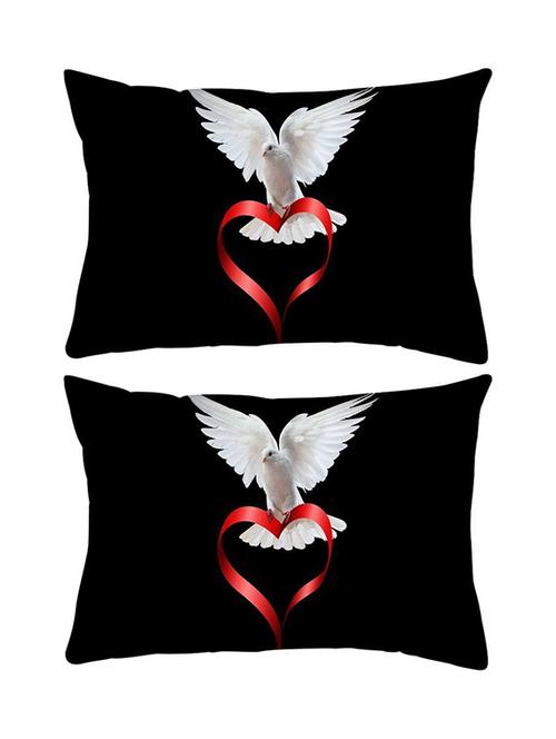 snoogg pack of two peace of heart rectangle toss throw pillow cushion cover decoarative pillow case 14 x 07" - 13573644 - Very Small Image - 1