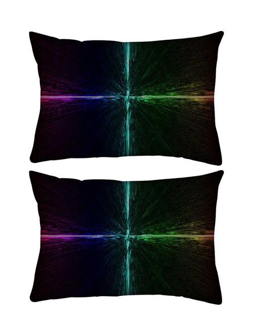 snoogg pack of two electric colors abstract rectangle toss throw pillow cushion cover decoarative pillow case 14 x 07" - 13573670 - Very Small Image - 1