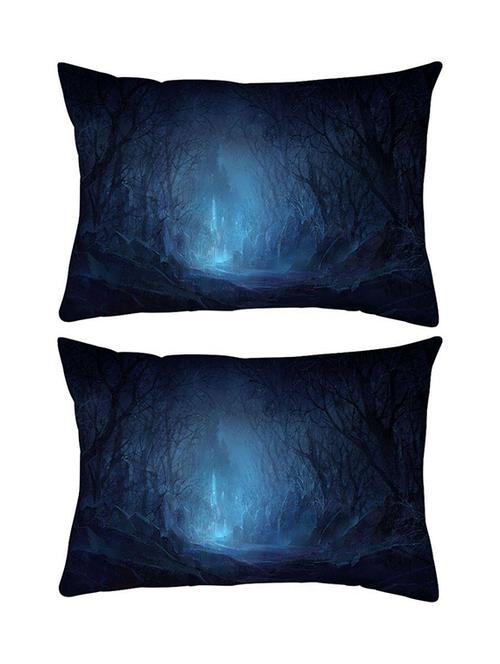 snoogg pack of two fantasy wood castle rectangle toss throw pillow cushion cover decoarative pillow case 14 x 07" - 13573699 - Very Small Image - 1