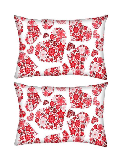 snoogg pack of two floral hearts holiday rectangle toss throw pillow cushion cover decoarative pillow case 14 x 07" - 13573728 - Very Small Image - 1