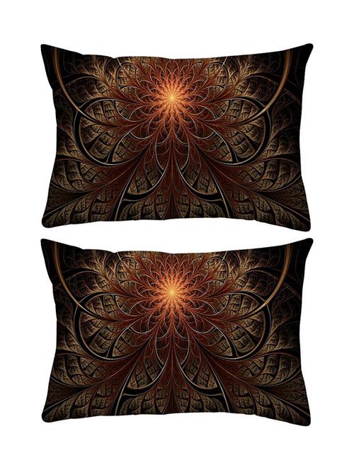 snoogg pack of two fractal lines abstract rectangle toss throw pillow cushion cover decoarative pillow case 14 x 07" - 13573758 - Very Small Image - 1