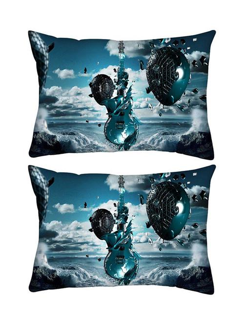 snoogg pack of two guitar mechanism rectangle toss throw pillow cushion cover decoarative pillow case 14 x 07" - 13573763 - Very Small Image - 1