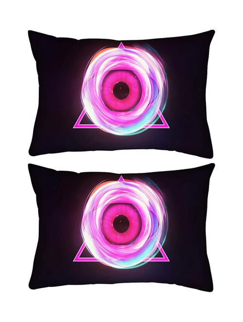 snoogg pack of two glowing eye in a pink triangle rectangle toss throw pillow cushion cover decoarative pillow case 14 x 07" - 13573808 - Very Small Image - 1