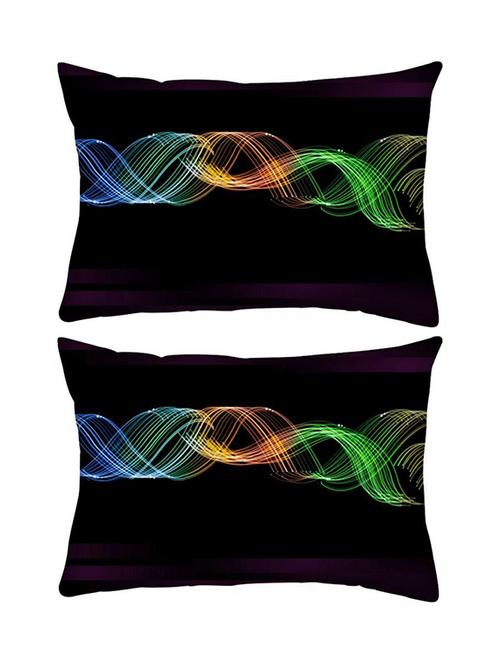 snoogg pack of two glowing neon effect rectangle toss throw pillow cushion cover decoarative pillow case 14 x 07" - 13573811 - Very Small Image - 1