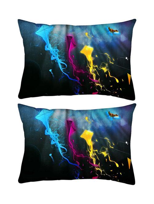 snoogg pack of two kreativni grafika rectangle toss throw pillow cushion cover decoarative pillow case 14 x 07" - 13573888 - Very Small Image - 1