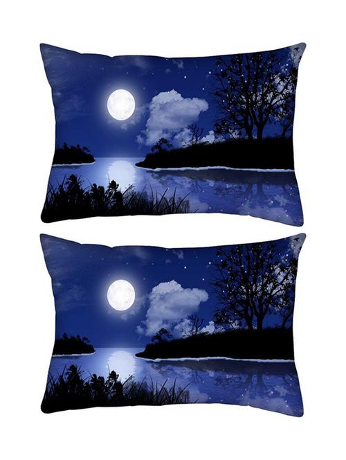 snoogg pack of two moon night rectangle toss throw pillow cushion cover decoarative pillow case 14 x 07" - 13573893 - Very Small Image - 1