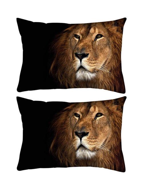 snoogg pack of two lion king rectangle toss throw pillow cushion cover decoarative pillow case 14 x 07" - 13573910 - Very Small Image - 1