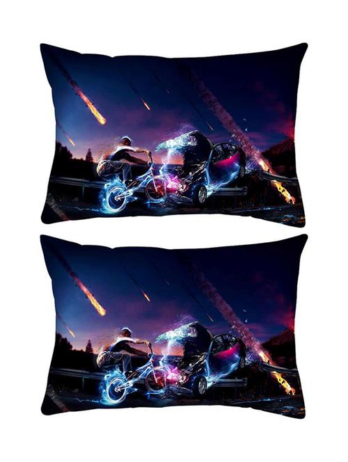 snoogg pack of two meteor wreck rectangle toss throw pillow cushion cover decoarative pillow case 14 x 07" - 13573935 - Very Small Image - 1