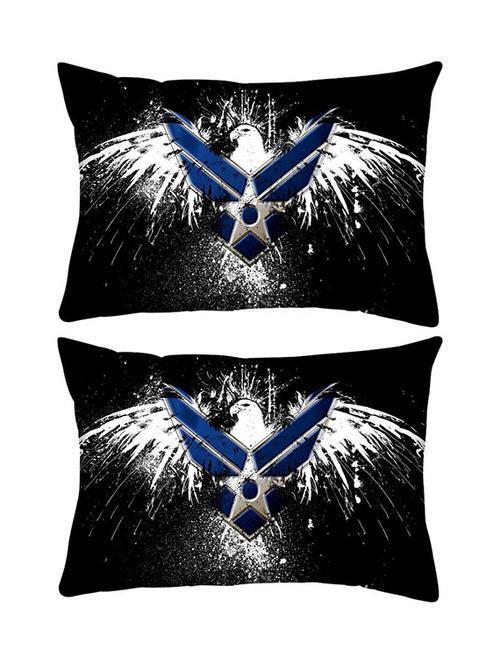 snoogg pack of two military logo rectangle toss throw pillow cushion cover decoarative pillow case 14 x 07" - 13573938 - Very Small Image - 1