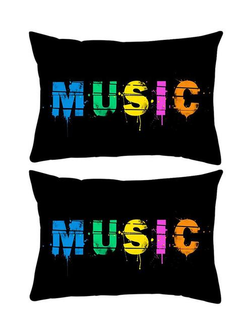 snoogg pack of two music digital rectangle toss throw pillow cushion cover decoarative pillow case 14 x 07" - 13573975 - Very Small Image - 1