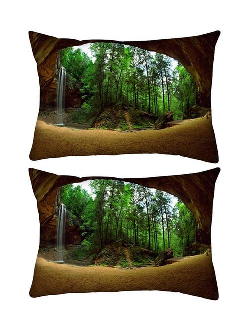 snoogg pack of two abstract nature rectangle toss throw pillow cushion cover decoarative pillow case 14 x 07" - 13573991 - Very Small Image - 1