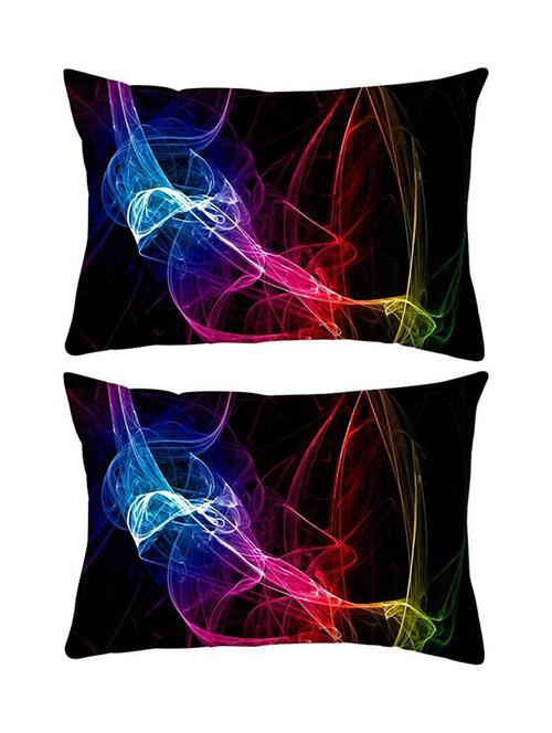 snoogg pack of two neon smoke rectangle toss throw pillow cushion cover decoarative pillow case 14 x 07" - 13573996 - Very Small Image - 1