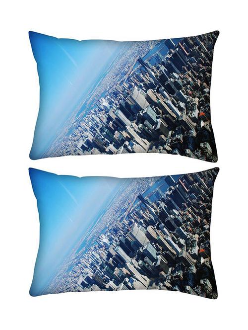 snoogg pack of two new york from the plane rectangle toss throw pillow cushion cover decoarative pillow case 14 x 07" - 13573999 - Very Small Image - 1