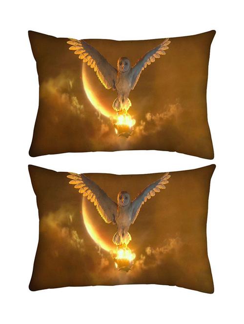 snoogg pack of two owls guardians rectangle toss throw pillow cushion cover decoarative pillow case 14 x 07" - 13574027 - Very Small Image - 1