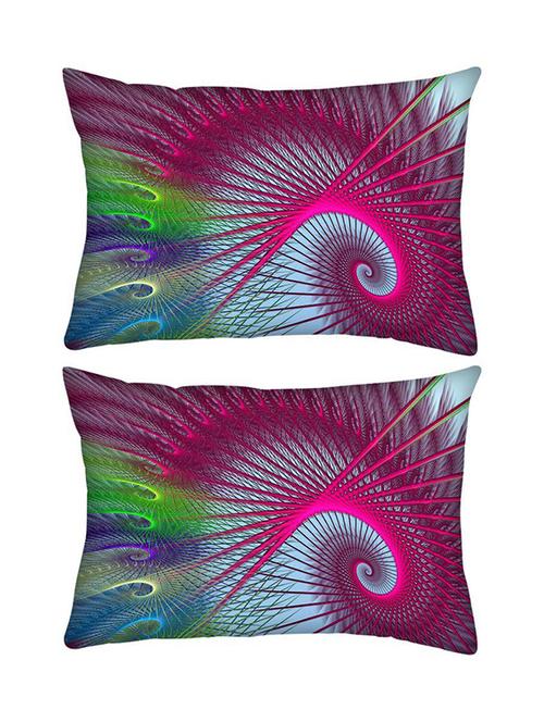 snoogg pack of two colourful spins rectangle toss throw pillow cushion cover decoarative pillow case 14 x 07" - 13574082 - Very Small Image - 1