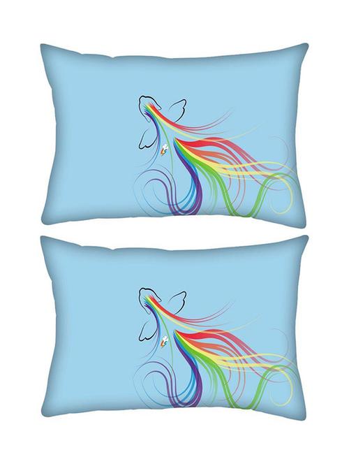 snoogg pack of two rainbow dash rectangle toss throw pillow cushion cover decoarative pillow case 14 x 07" - 13574100 - Very Small Image - 1
