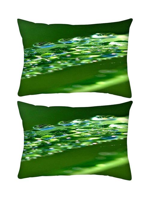 snoogg pack of two leaf dew waterdrop rectangle toss throw pillow cushion cover decoarative pillow case 14 x 07" - 13574165 - Very Small Image - 1