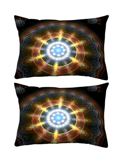 snoogg pack of two trippy rectangle toss throw pillow cushion cover decoarative pillow case 14 x 07" - 13574187 - Very Small Image - 1