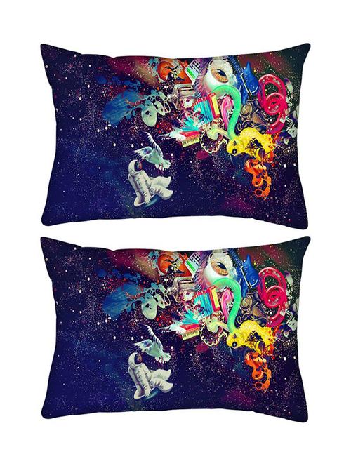snoogg pack of two trippy spaceman rectangle toss throw pillow cushion cover decoarative pillow case 14 x 07" - 13574189 - Very Small Image - 1