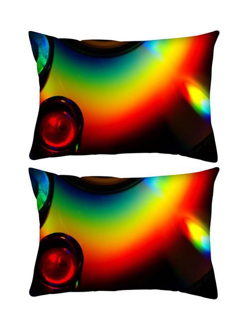 snoogg pack of two abstract colourful water drops rectangle toss throw pillow cushion cover decoarative pillow case 14 x 07" - 13574208 - Very Small Image - 1