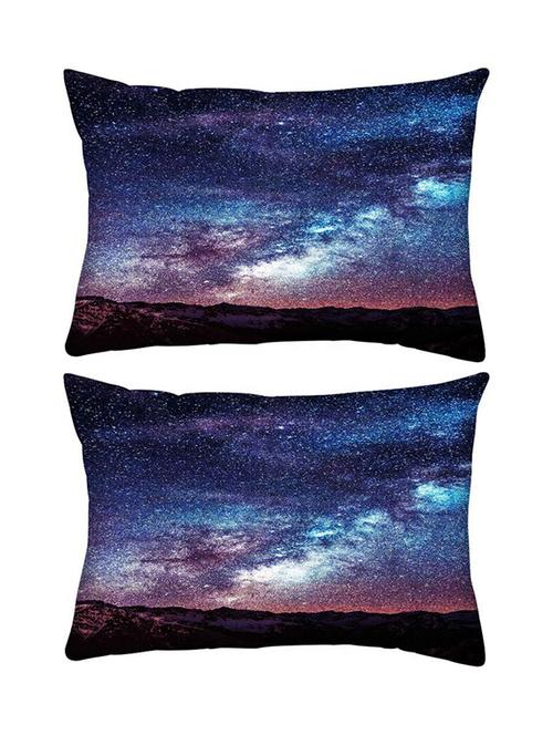 snoogg pack of two milkyway space mountain rectangle toss throw pillow cushion cover decoarative pillow case 14 x 07" - 13574209 - Very Small Image - 1