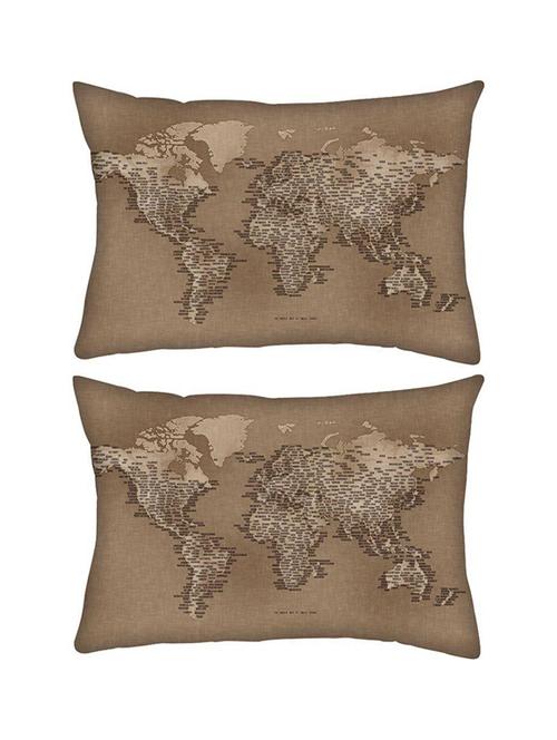 snoogg pack of two map of cloth rectangle toss throw pillow cushion cover decoarative pillow case 14 x 07" - 13575010 - Very Small Image - 1