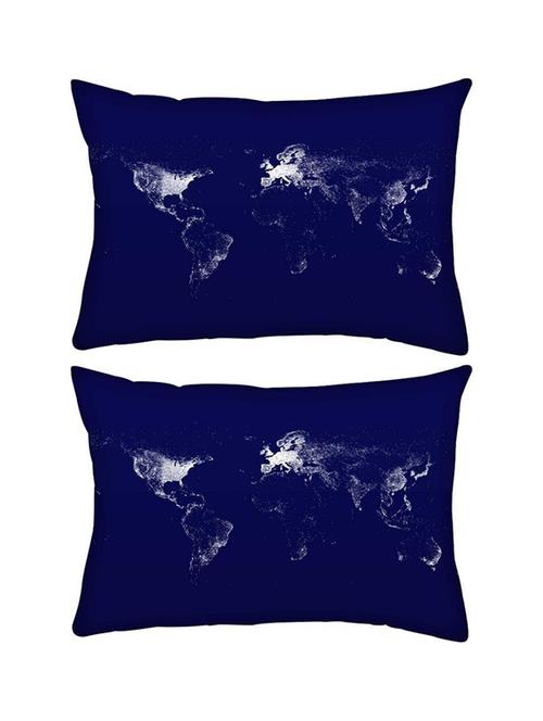 snoogg pack of two grey light map rectangle toss throw pillow cushion cover decoarative pillow case 14 x 07" - 13575017 - Very Small Image - 1
