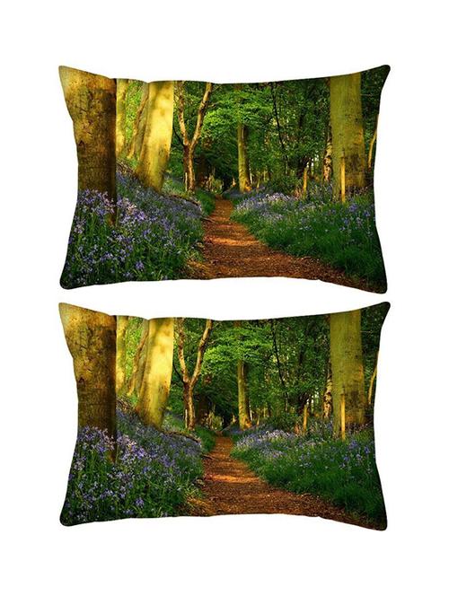 snoogg pack of two blossom trees rectangle toss throw pillow cushion cover decoarative pillow case 14 x 07" - 13575095 - Very Small Image - 1