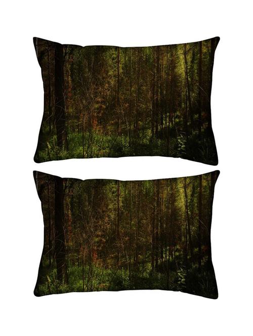 snoogg pack of two forest grass rectangle toss throw pillow cushion cover decoarative pillow case 14 x 07" - 13575103 - Very Small Image - 1