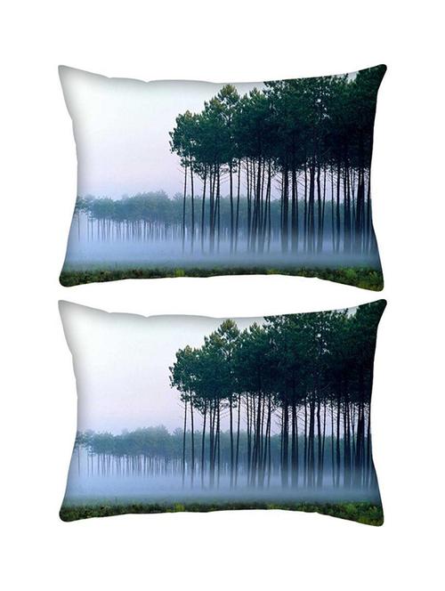 snoogg pack of two smog and trees rectangle toss throw pillow cushion cover decoarative pillow case 14 x 07" - 13575122 - Very Small Image - 1