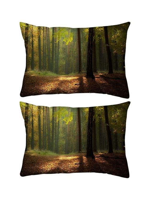 snoogg pack of two bamboo tree rectangle toss throw pillow cushion cover decoarative pillow case 14 x 07" - 13575144 - Very Small Image - 1