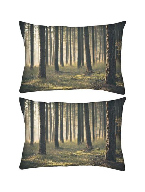 snoogg pack of two forest surface rectangle toss throw pillow cushion cover decoarative pillow case 14 x 07" - 13575202 - Very Small Image - 1