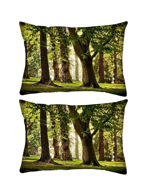 snoogg pack of two blossom forest rectangle toss throw pillow cushion cover decoarative pillow case 14 x 07" - 13575217 - Very Small Image - 1