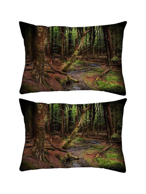 snoogg pack of two dying forest rectangle toss throw pillow cushion cover decoarative pillow case 14 x 07" - 13575218 - Very Small Image - 1
