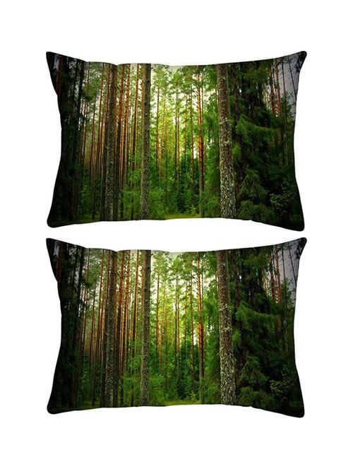snoogg pack of two wooden trees used rectangle toss throw pillow cushion cover decoarative pillow case 14 x 07" - 13575222 - Very Small Image - 1