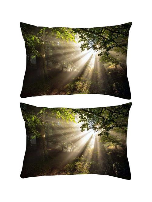 snoogg pack of two abstract sunlight in forest rectangle toss throw pillow cushion cover decoarative pillow case 14 x 07" - 13575242 - Very Small Image - 1