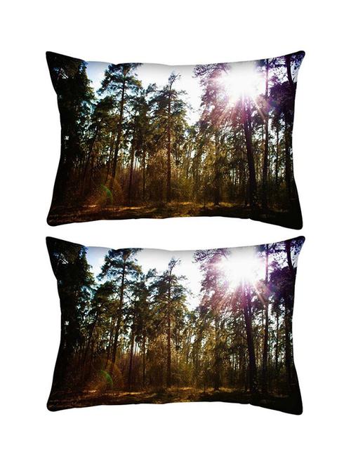 snoogg pack of two patternd forest rectangle toss throw pillow cushion cover decoarative pillow case 14 x 07" - 13575243 - Very Small Image - 1