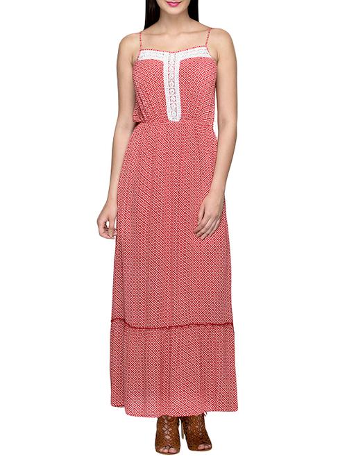 red printed viscose maxi dress - 13599950 - Very Small Image - 1