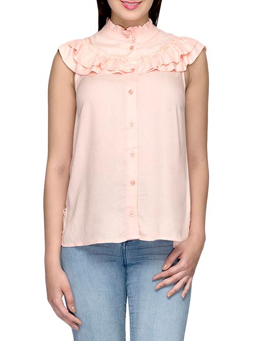 peach viscose regular shirt - 13599986 - Very Small Image - 1