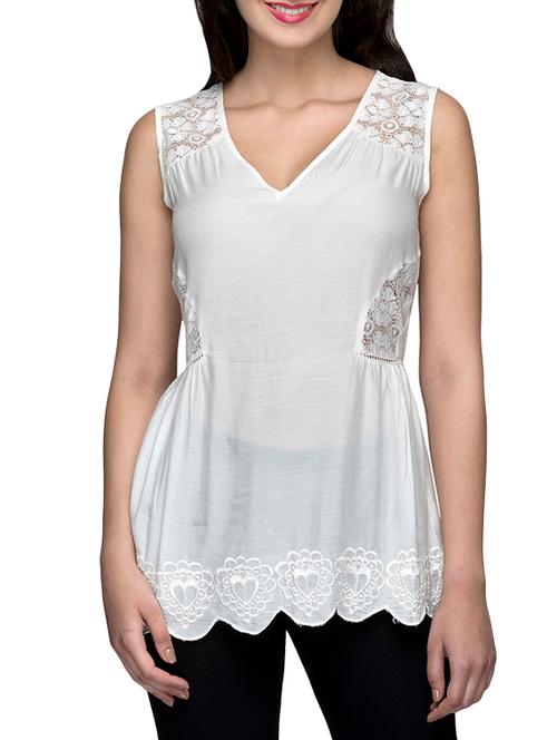 lace paneled embroidered top - 13599997 - Very Small Image - 1