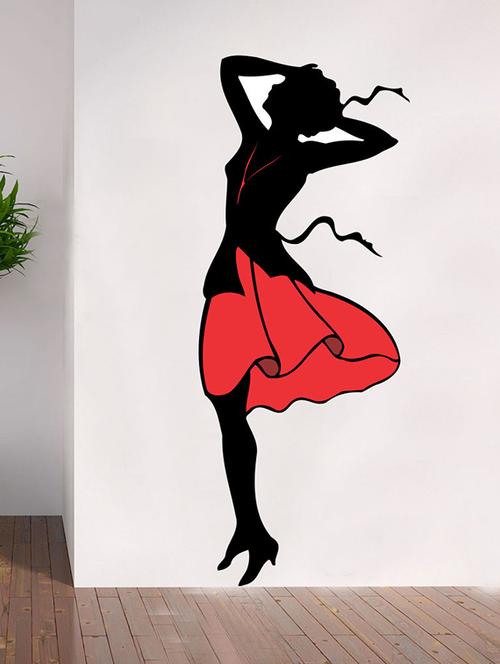 impression wall red black girl wall sticker - 13600663 - Very Small Image - 1