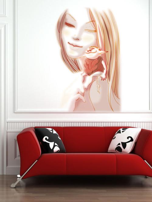 impression wall beautiful girl wall sticker - 13600721 - Very Small Image - 1