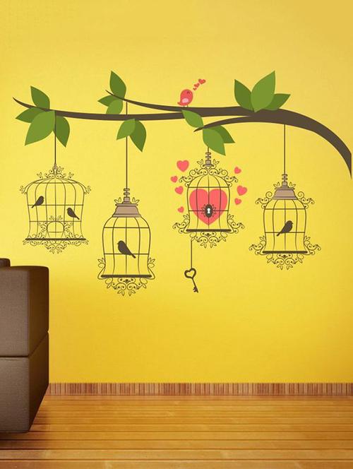impression wall cages hang on branch wall sticker - 13601106 - Very Small Image - 1