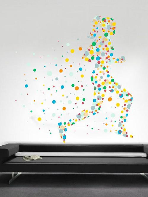 impression wall doted running wall sticker - 13601110 - Very Small Image - 1
