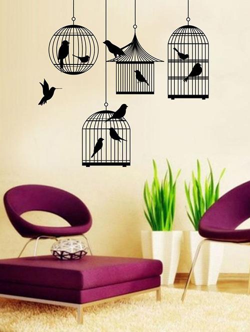 impression wall hanging cages and birds wall sticker - 13601145 - Very Small Image - 1
